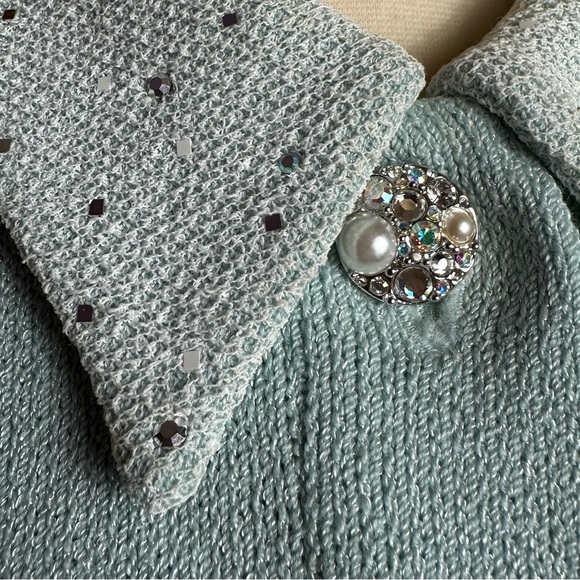 St. John Evening Santana Knit Coquette Sequin Pearl Crystal Embellished Jacket 8 - Picture 7 of 15